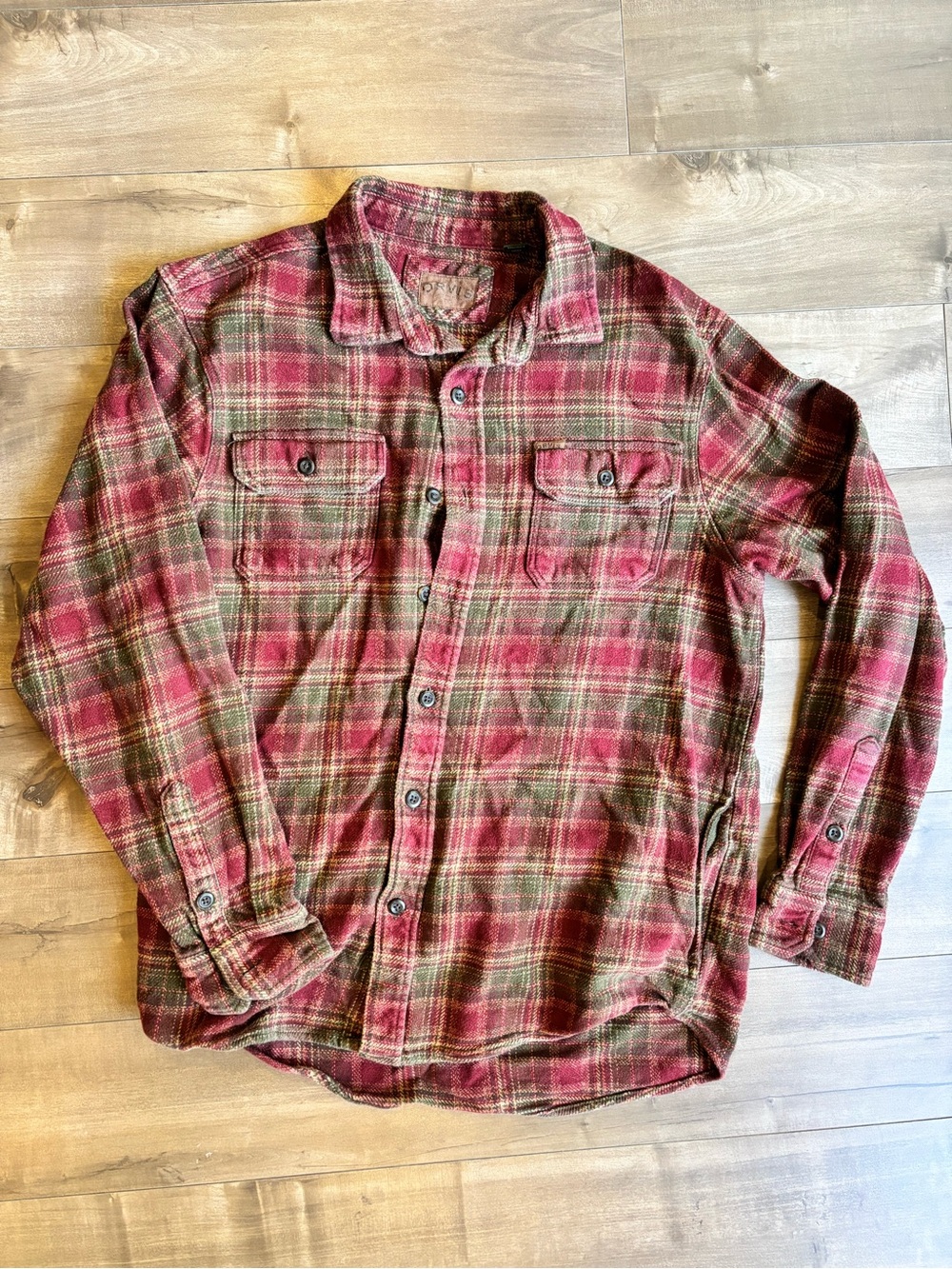 Orvis Big Bear Heavyweight Plaid Flannel Shirt Jacket LG